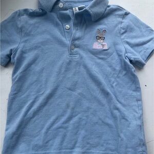 Blue Kids Polo Shirt with Bunny Embroidery